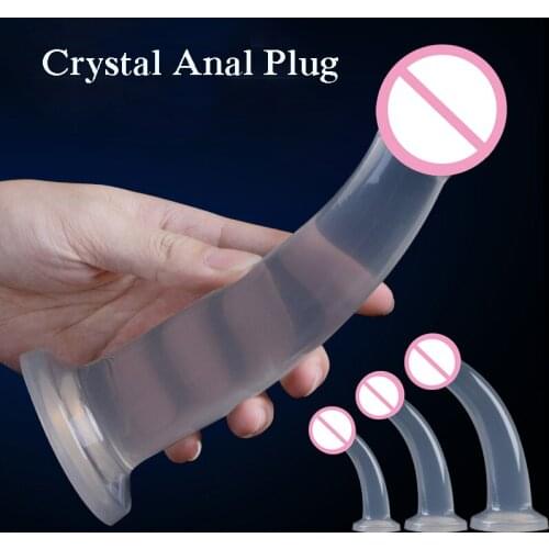 S/M/L Crystal Dildos For Woman Vaginal Massage TPE Soft Realistic Dildos Men Anal Plug Female Masturbation Sex Toys For Gay