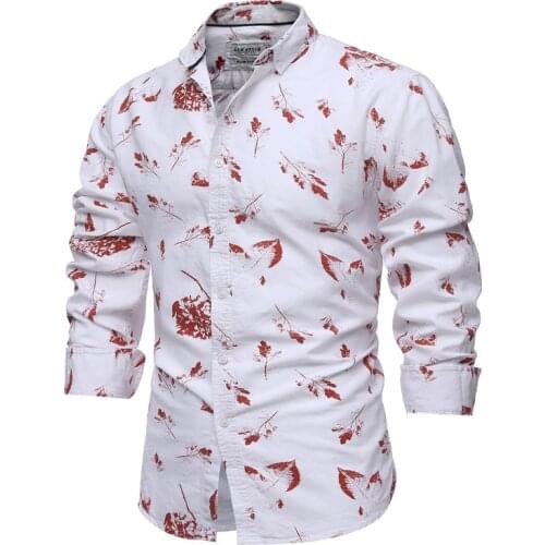 100% Cotton Shirt Dress Men Casual Slim Fit Mens Long Sleeve Print Shirt Fashion Mens Social Shirts Top Quality Formal Shirt Men