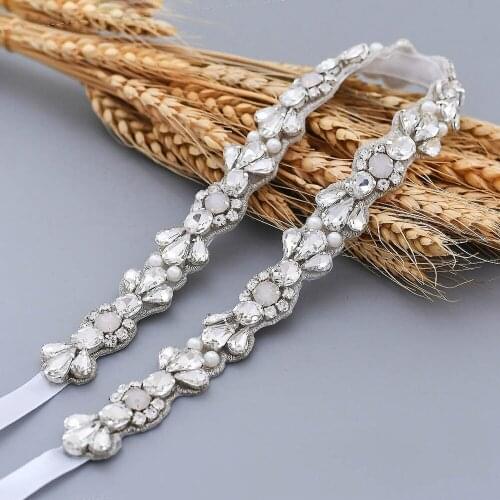 ZMS472 Milk Rhinestone Bride Belt Wedding Birthday Party Girl Dress Accessories Woman Sexy Sash Bridesmaid Decoration