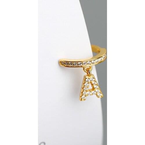 925 Silver U Shape Gold Color Pave Zircon Letter A Ear Cuff Clip On No Piercing Hoop Earring For Women Pendientes 2020 Fashion