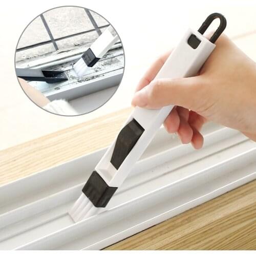 1 Piece Two in One Window Groove Cleaning Brush with Removable Dustpan Computer Keyboard Gap Dust Brush for Office Home Washing