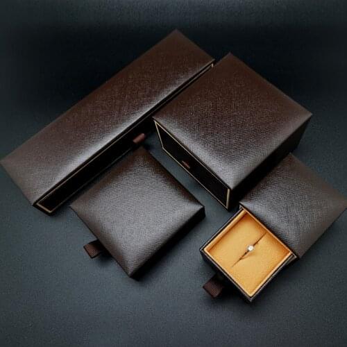 PU Leather Jewelry Box High End Texture Drawer Organizer Valentines Jewellery Ring Pendant Bracelet Necklace Set Case