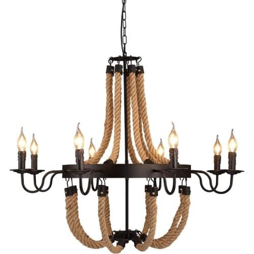 Nordic Black Vintage Light Pendant Lights Restaurant Retro Lamp Loft Hemp Rope Pendant Lamp Luminaire Industrial Decor Fixtures