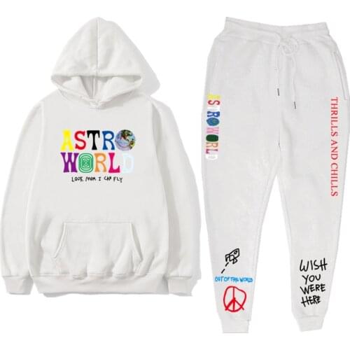 TRAVIS SCOTT ASTROWORLD HOODIES Letters Print Sweatshirt+Sweatpant 2021Mens Hoodie Sports Pants Tracksuit Men Tracksuit Women