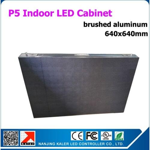 P5 Indoor Led Display Cabinet Common Brushed Aluminum Size 640mm*640mm with P5 LED Modules SMD3528 64*32 pixel 1/16 scan