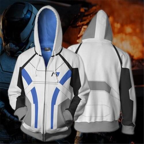 Movie MASS EFFECT Sweatshirts Hoodie Cosplay Costume Men Women 3D Jackets Zipper Hoded