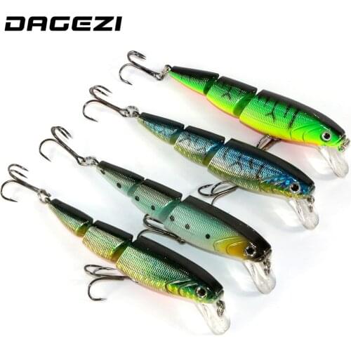 DAGEZI 3 Sections 3D Eyes Fishing Lures 10.5cm/15g fishing tackle 4 color Minnow fishing hard bait 4pcs/lot 6# Hook