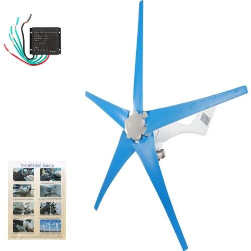Wind Turbine Generator 500W 12V/24V Businesses 5 Blades with Controller for Marine RV Homes Industrial Energy Supply Generator