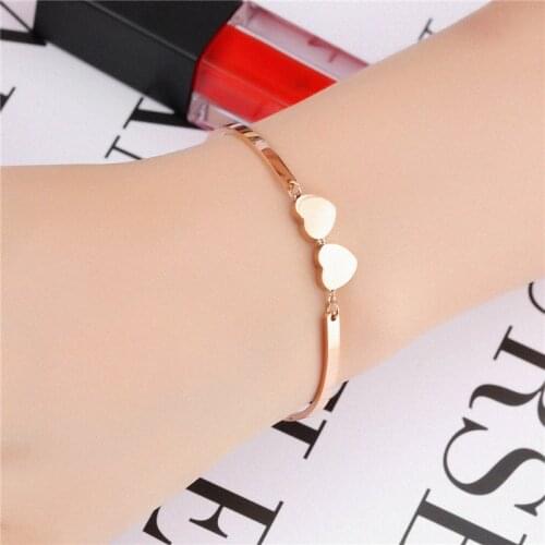 Jewelry 2021 Trend 210mm Stainless Stee Bracelets For Women Rose Gold Japanese Korean Popular Ins Girls Birthday Accessories