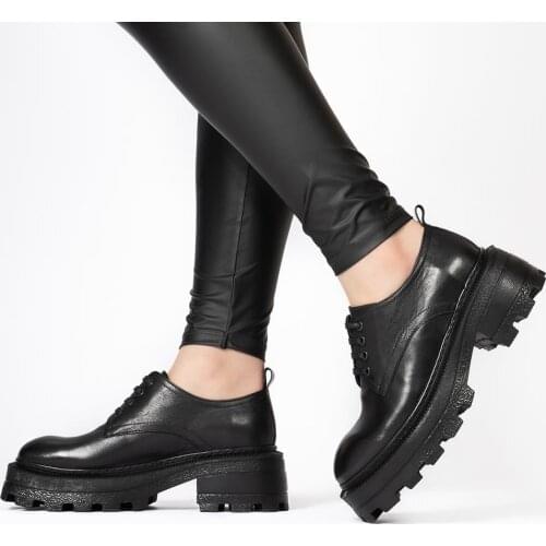 Callizio Womens Genuine Leather Ladies Platform Sneaker Casual 2021 Woman Shoes Sport Style Girl Oxford Shoe Flat Round Toe