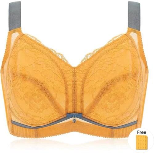 Womens Plus Size Minimizer Bra Full Coverage Non-Padded Wire Free Underwear Constract Colors Lingerie For Female38 C D E F G H