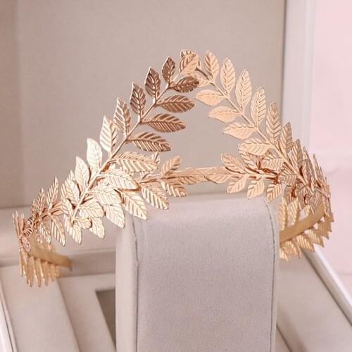 Bohamian Greek Roman Goddess Olive goldLeaves Wedding Party hairband Bridal Tiara Bride Hair Hoop Accessories Women Girl Jewelry