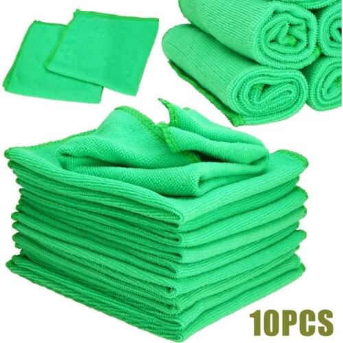 10pcs/Set Green Microfiber Towel Cloth Absorbent Cleaning Auto Car Detailing Soft Microfiber Cloths Wash Towel Duster Home Clean