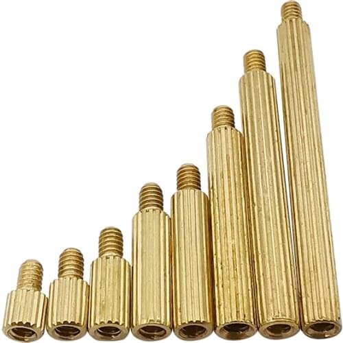 10Pcs/lot M2 Brass Round Knurl Male Female Standoff Threaded Spacer Single Head Motherboard PCB Circuit Board Pillar M2*3-30mm