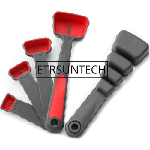 100sets 4pcs/set Plastic Measuring Spoon Set Kitchen Tools Useful Sugar Cake Baking Spoon Baking Measuring Tools