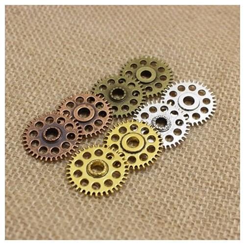 20 pieces/lot) 26mm Four color Vintage Metal Alloy Machinery Gear Charms Jewelry Pendant Findings T0179