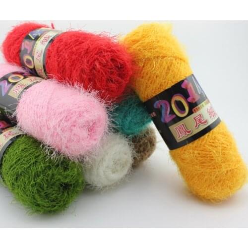 3pcs Imitation Phoenix Tail Wool Fur Yarn Hand Knitting Stick Needle Coat Wool Hat Scarf Wool 75g/ball Yarn for Knitting