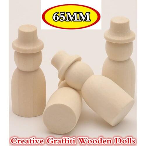 5PCS 65MM Wear Hat Wooden Peg Dolls Unpainted Figures DIY Arts Crafts Supplies Kids Baby Handmade Toys Christmas Home Decorati