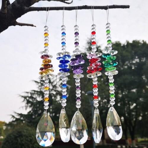 5PCS Crystal Teardrop Suncatcher Chandelier Prism Pendant Rainbow Maker Hanging Decoration Window Ornament