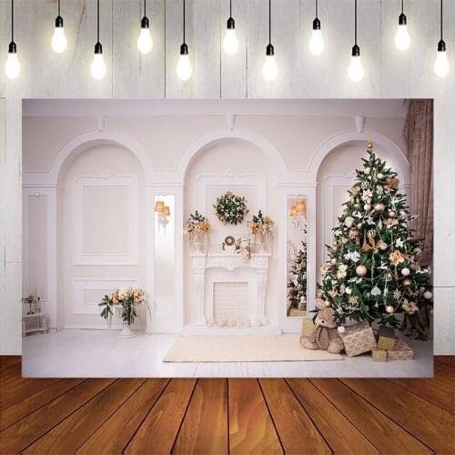 White living room backdrop for photography christmas tree backgorund for photographic studio fireplace back drop
