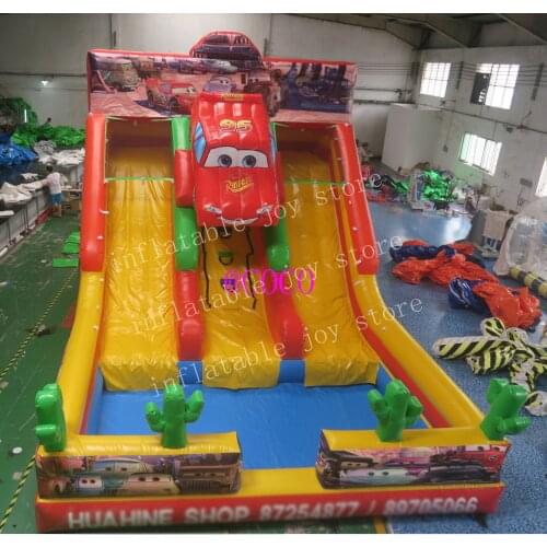 Free ship to sea port! commercial giant inflatable slide, car race Inflatable water slides with pool