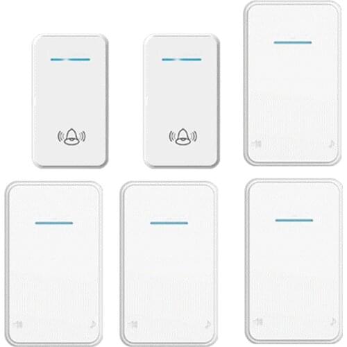 Wireless doorbell kits w/ 2 emitter +4 receiver & power by AA battery door bell Waterproof 280m door chime digital signal ring