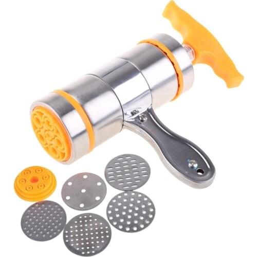 Household Manual Stainless Steel Pasta Maker Noodles Presser Making Machine with 7 Molds Noodle Maker Dropship