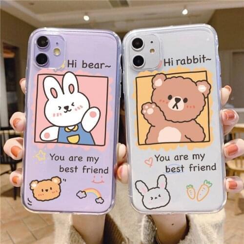 Cute Rabbit Bear Phone Case For Samsung Galaxy A31 A32 A42 A41 A40 A50 A51 A52 A70 A71 A72 A10 A11 A12 A20S A21 A30 Cases Cover
