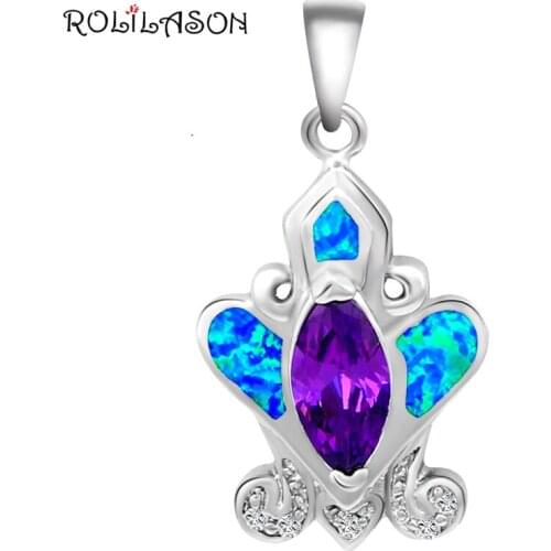 Designers High Quality ! Lovely blue Fire Opal Pendants Zircon Silver Stamped Fashion jewelry for women OP418