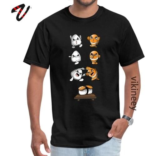 Japanese Sushi Fusion Koi Carp Plain Tshirts Summer Short Sleeve Printed On T-Shirt 100% Cotton Crewneck Men Tops & Tees 2019