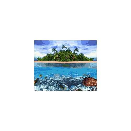 Cioioil-T113 Scenery on a tropical island DIY oil painting by numbers landscape picture paints on canvas with frame 40x50cm
