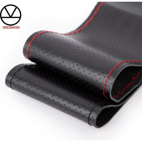 KAWOSEN 38cm 36cm 40cm Second Layer Leather Steering Wheel Cover Car Styling Accessories Volante Esportivo DIY Handmade SWCH02