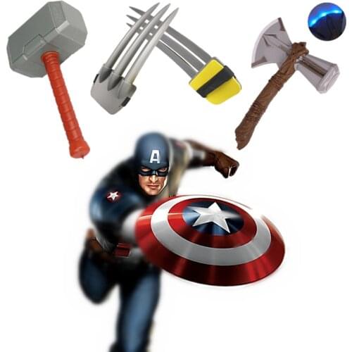 Kids Halloween Shield/Thor Hammer/Axe/Wolf Claw Weapon Cosplay Props Boy Girl Avengers Superhero Party Gift