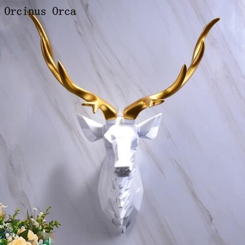 Creative luxury golden deer horn wall lamp living room corridor bedroom bedside lamp simple deer head wall lamp