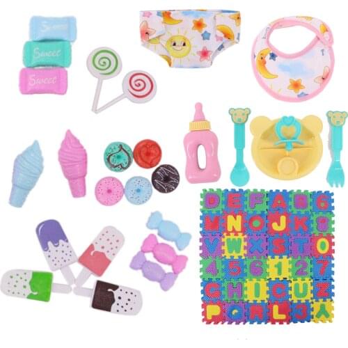 Doll Blanket Candy Tableware Mouth Towel Fit 18 Inch American&43Cm Baby New Born Doll Reborn Zaps Doll Generation Girl` Toy Gift