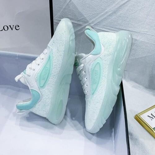 Summer Breathable Sports Shoes for Women White Sneakers Women Breathable Running Shoes Women Sport Sneakers Green Aquatic B-1493