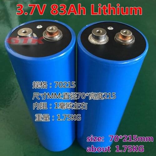 GTK cylinder 3.7V 83Ah 85Ah 50Ah Lithium ion battery 3.7V Lipo cells for 12V 24V 48V ebike tricycle golf cart battery pack