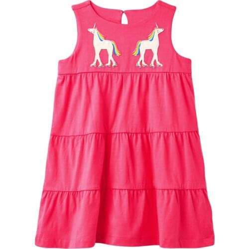 Little Maven 2021 Summer Baby Girl Clothes Toddler Unicorn Star Vestiods Dress Cotton Sleeveless Sundress for Kids 2-7 Years