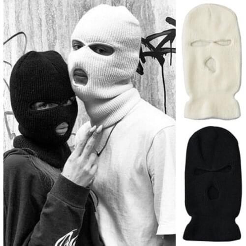Ski Mask Knitted Face Cover Winter Balaclava Full Face Mask for Winter Outdoor Sports CS Winter Three 3 Hole Balaclava Knit Hat