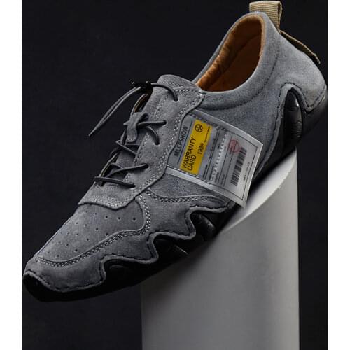 Men Casual Shoes Leather Fashion Men Sneakers Handmade Breathable Mens Loafers Moccasins Lightweight Boat Shoes Plus Size 38- 46