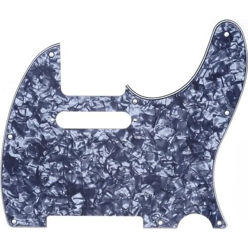 Musiclily 8 Hole Tele Guitar Pickguard for USA/Mexican Made Fender Standard Telecaster Modern Style, 4Ply Grey Pearl