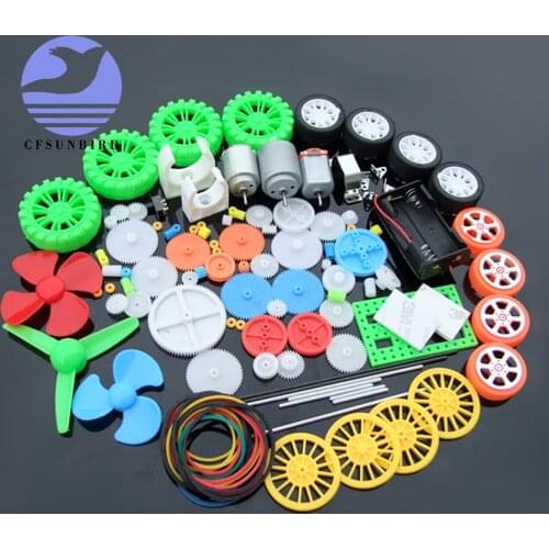 New 112pcs Plastic Gear Gearbox Electronics DIY Toy Car Boat RC Aircraft Robot Repair Assembly Kit School Scientific Child Gift