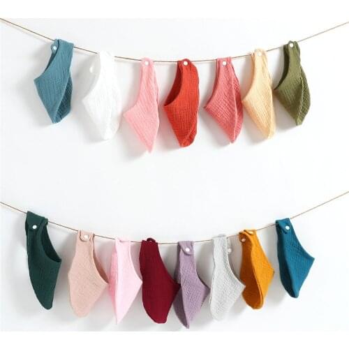 2021 New Baby Cotton Double Layer Gauze Mouth Towel Solid Color Snap Button Soft Feeding Drool Stuff for Newborns Collar Bibs