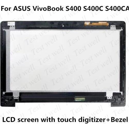 Original 14" For ASUS VivoBook S400 S400C S400CA LCD Display Touch Screen Digital Matrix Assembly With frame JA-DA5343RA