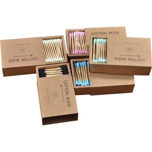 1000Pcs Color Mix Double Head Disposable Makeup Cotton Swab Soft Cotton Buds For Medical Wood Sticks Nose Ears Cleaning Tools