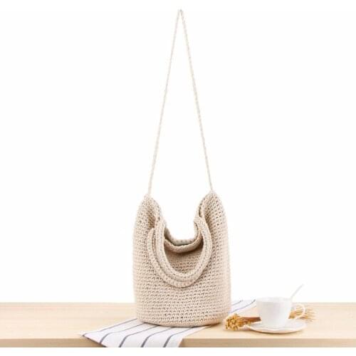 Handmade weaving Shoulder bag Retro Style Straw Braided Woven Bag Travel Sling Shoulder Bag