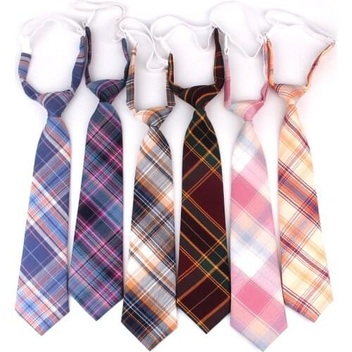 New Rubber Ties Casual Plaid Necktie For Boys Girls Neck Ties Simple Slim Necktie Gravatas Lazy Person Student Tie Neck Wear