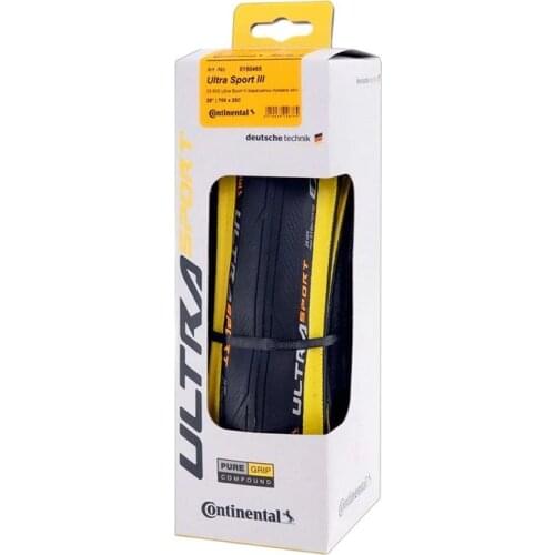 Continental Ultra Sport III 700x25 Black yellow Folding PureGrip 3 Road Bike Tire Folding Tyre