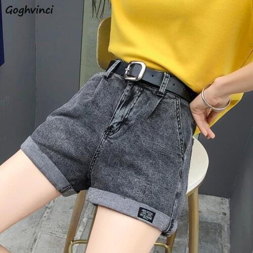 Shorts Women Summer Denim Fur-line Washed Crimping Vintage Womens Lace-up Loose Slim A-line Wide-leg Leisure Korean-style Chic