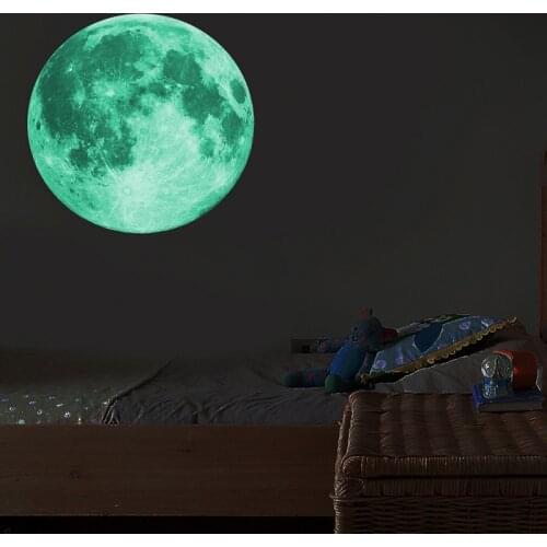 Luminous fluorescent wall stickers La Luna grande 3D moon removable night vision photoluminescent glow wall decor